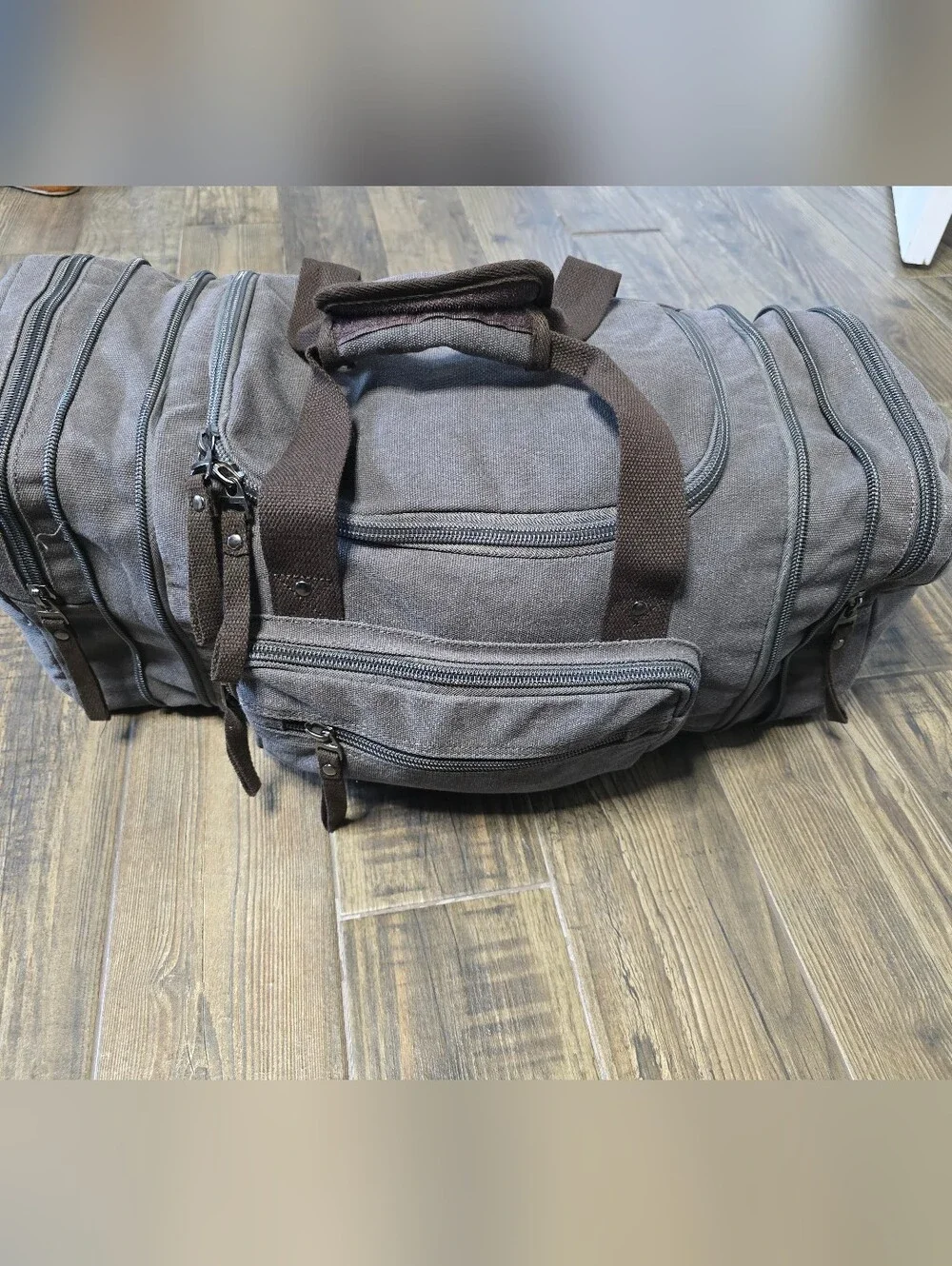 XLarge Canvas Travel Duffle Bag - Gray Women/Mens